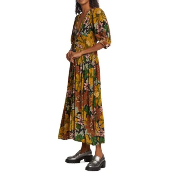 NWT $354 FARM RIO GARDEN VELVET MIDI DRESS US SIZE MEDIUM SOLD OUT EVERYWHERE! - Picture 3 of 11